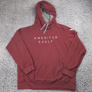American Eagle Hoodie Men Large Red Casual Fleece Athleisure Preppy Sweater